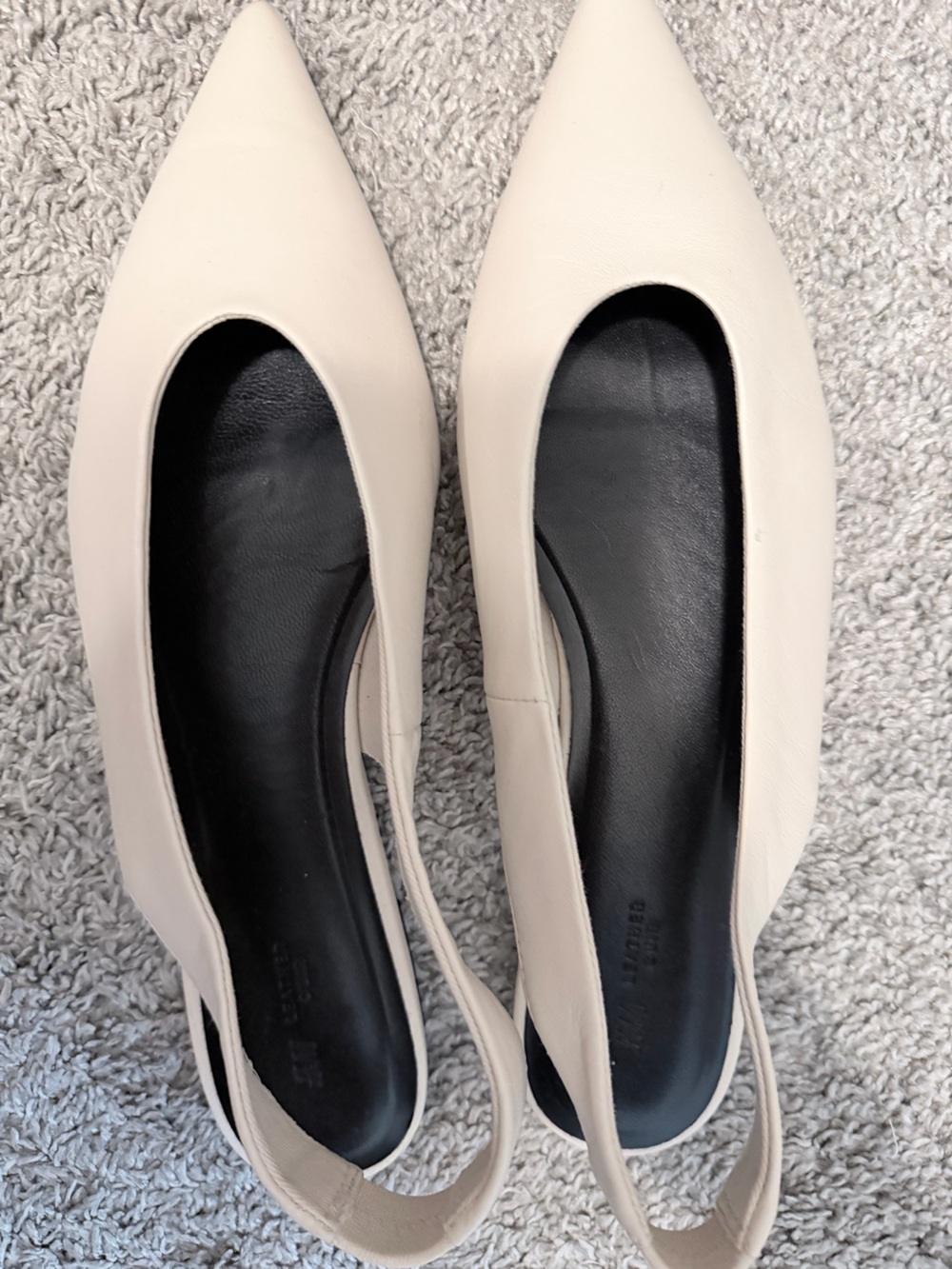 H&M Pointed Slingback Flats in Cream with Black Insole